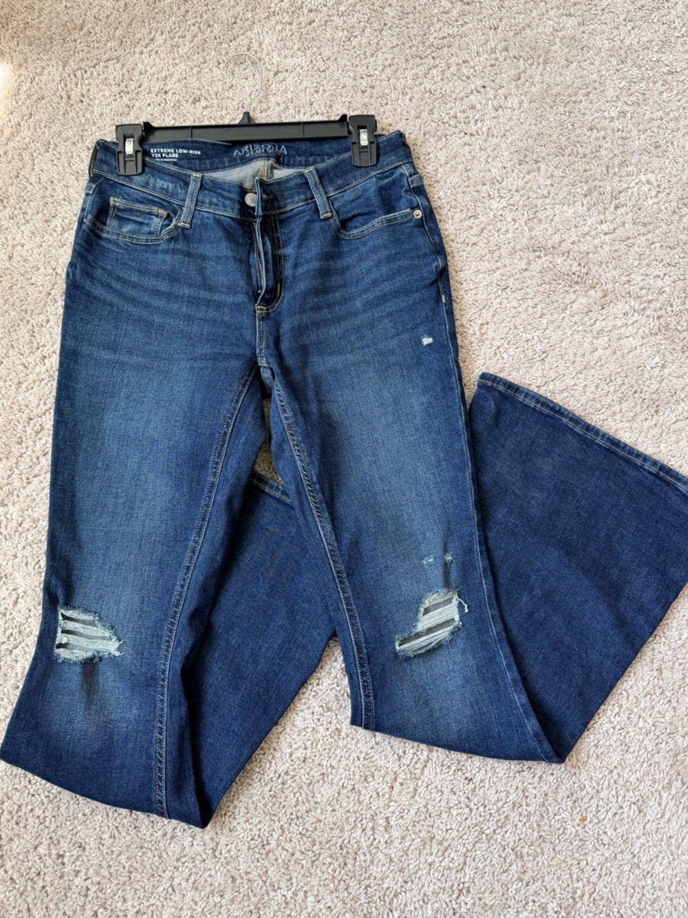 Arizona Jean Company Dark Blue Distressed Flare Jeans